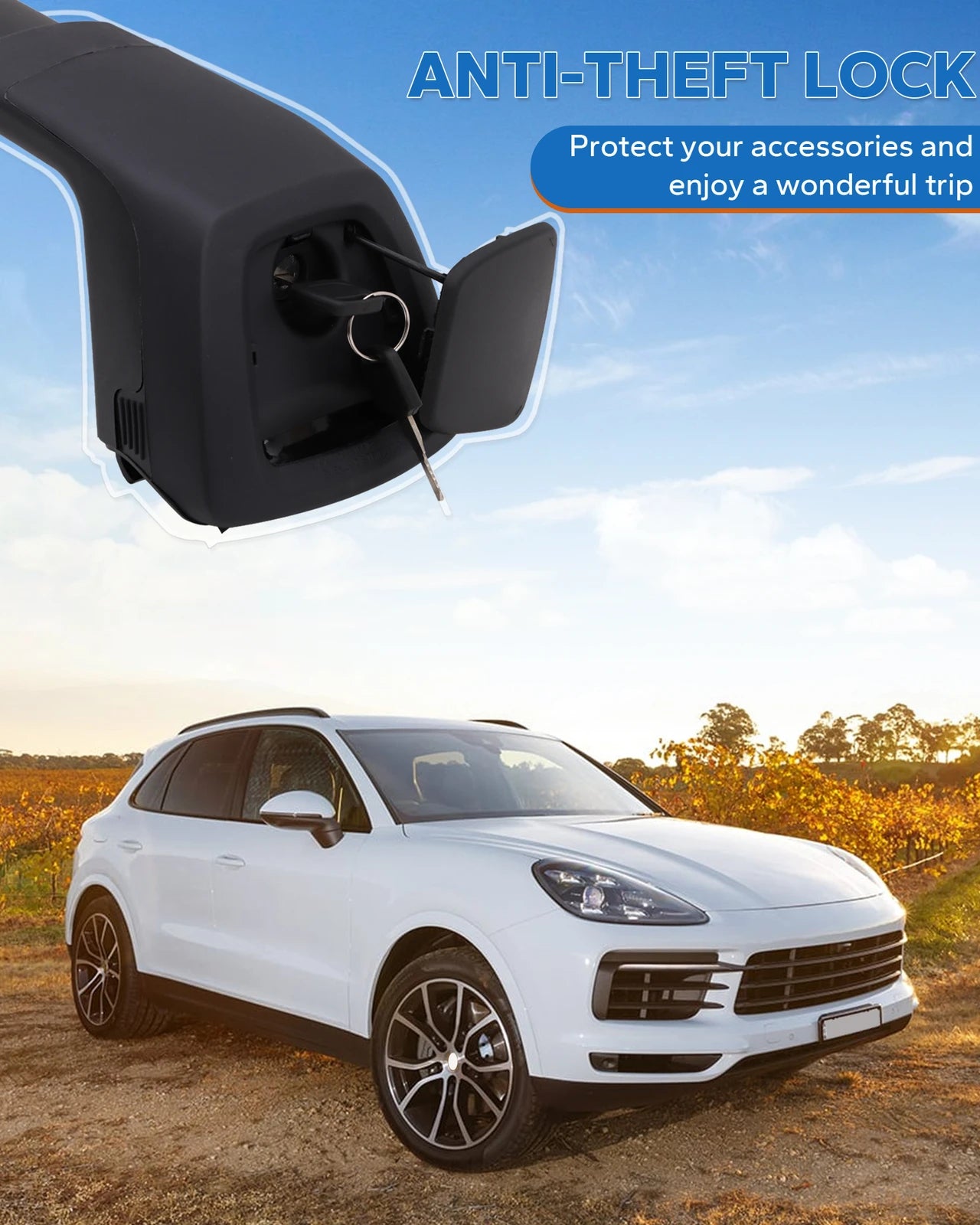 Upgraded Lockable Roof Rack Cross Bars – Porsche Cayenne 2018-2024