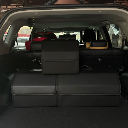 PU Leather Car Trunk Organizer – Collapsible Multipurpose Storage Box for Auto
