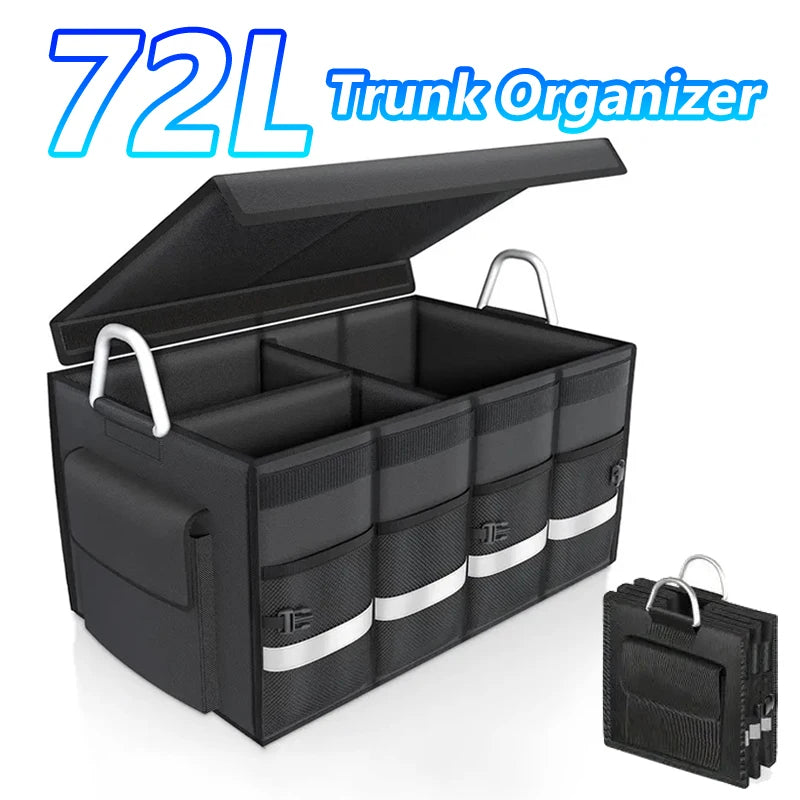 Heavy-Duty 72L Car Trunk Organizer | Foldable Waterproof Storage Box