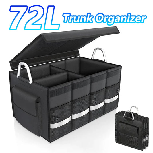 Heavy-Duty 72L Car Trunk Organizer | Foldable Waterproof Storage Box